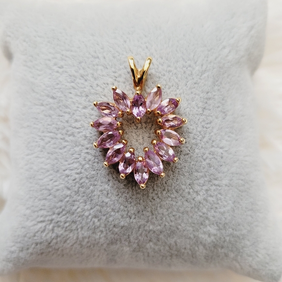 Vintage Jewelry - Gold Plated Amethyst Heart Pendant